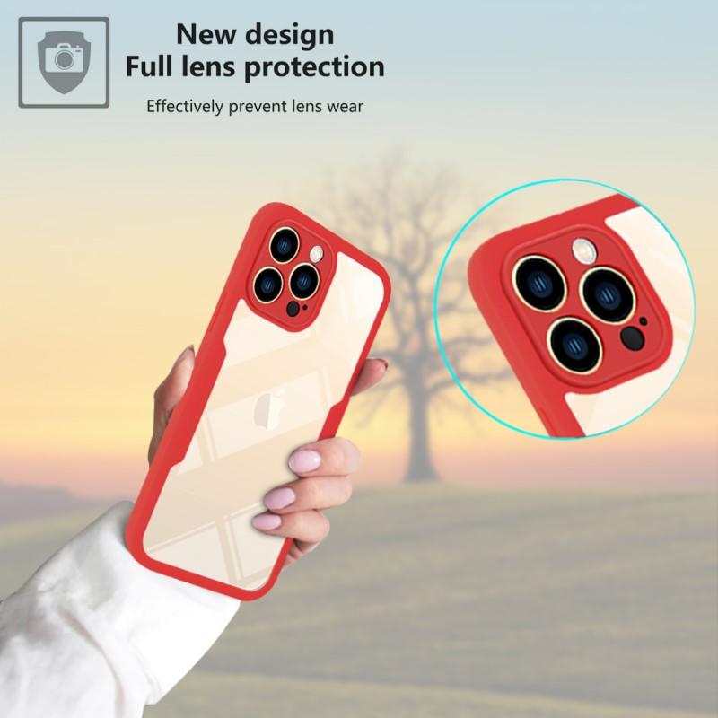 360 Full beskyttelse Gjennomsiktig telefonveske for iPhone 14 Plus 13 12 11 15 Pro XS Max X myk frontfilm + bakre hardt PC-støtfangerdeksel