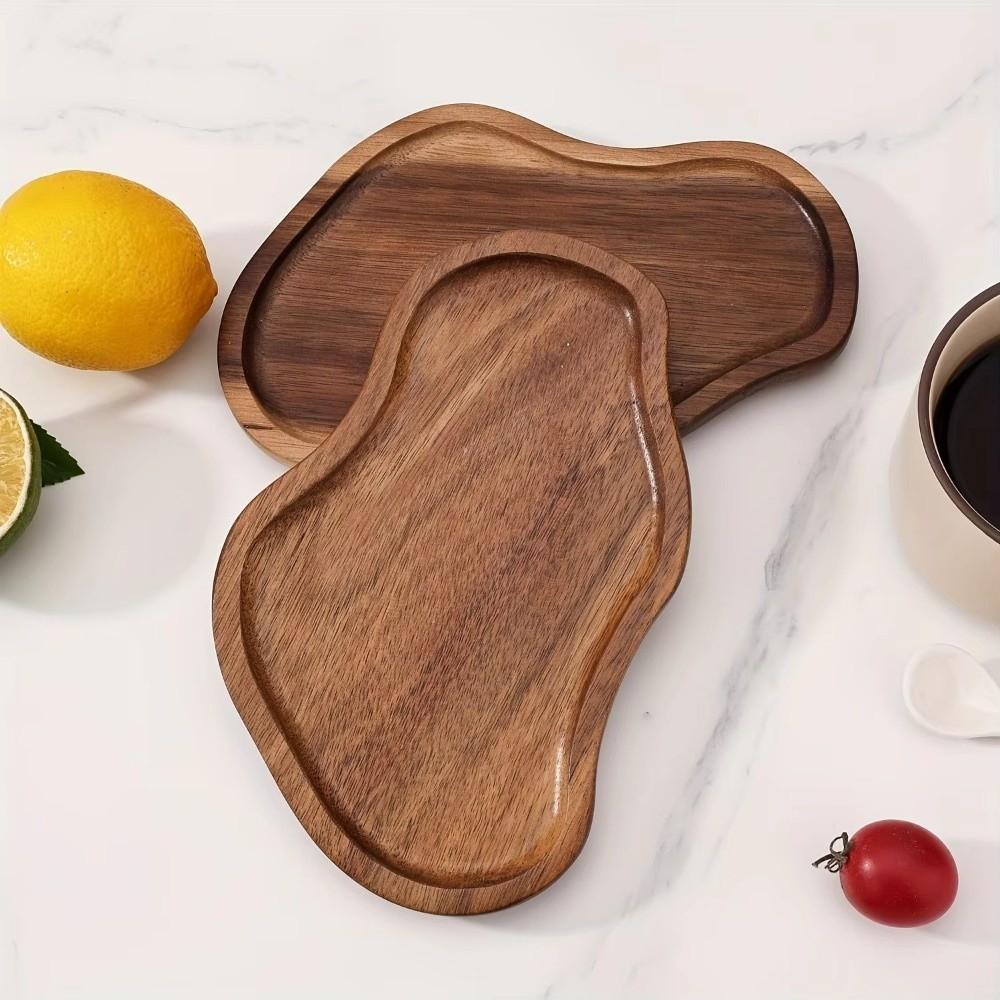 Decorative Design Acacia Wood Tray Heat Resistant Wooden Serving Plate Wooden Plate for Home Use