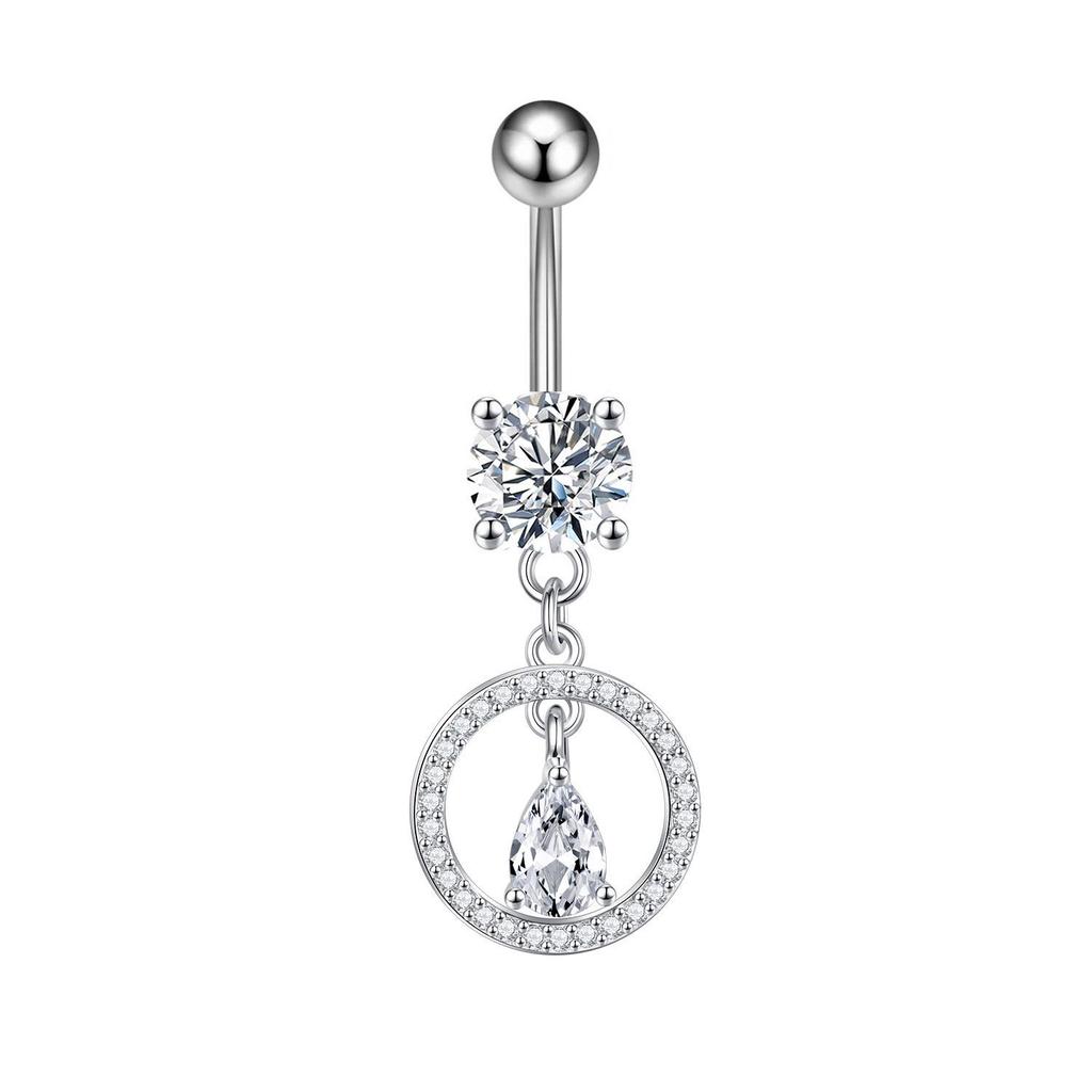 Piercing de nombril avec pendentif cœur en zircon et nœud