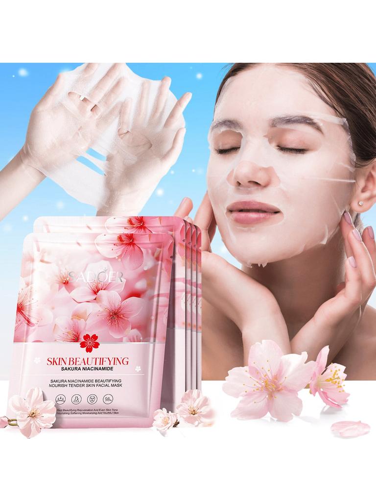 1/5/10pcs Sakura Nicotinamide Mask Brightens, Nourishes And Rejuvenates The Skin,Hydrating Skin,Deep