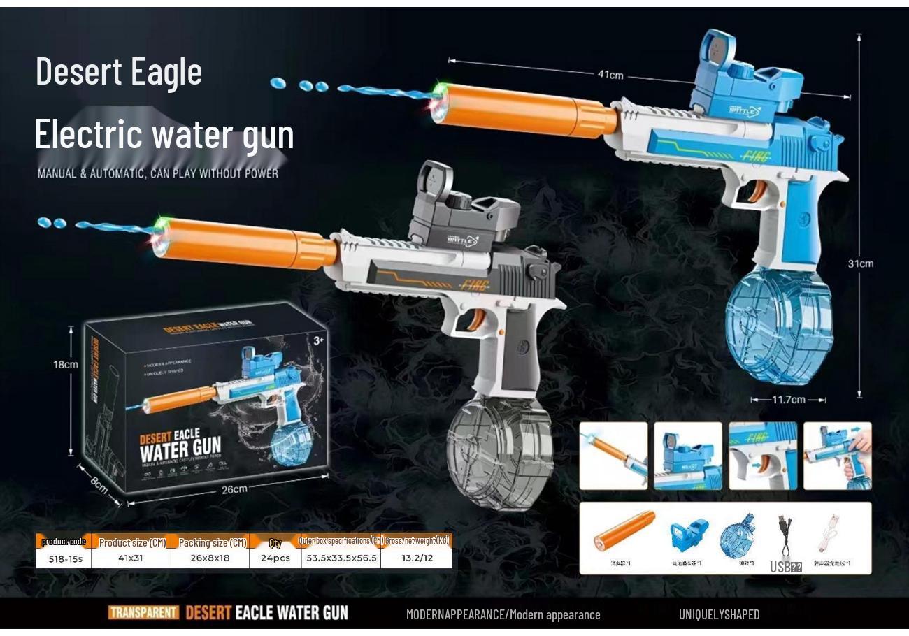 Desert Eagle Electric Water Gun: Dual Mode, Large Capacity for Continuous Water Play