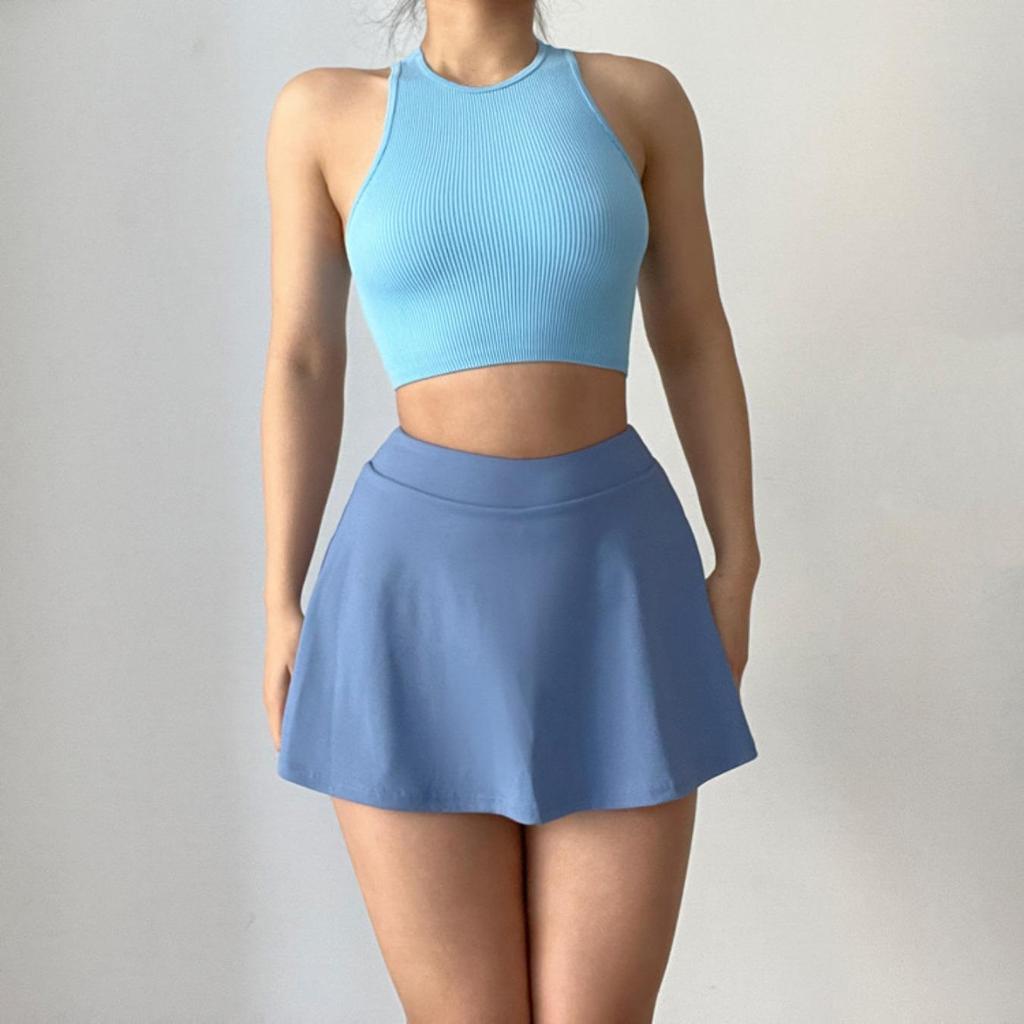 Στρογγυλή λαιμόκοψη με λουράκια Crop Tops Γυναικείες καλοκαιρινές μονόχρωμες καμίσλες γιόγκα μονόχρωμες αθλητικές σωληνώσεις Γυναικεία αμάνικα Cropped Y2K Ρούχα για κορίτσια