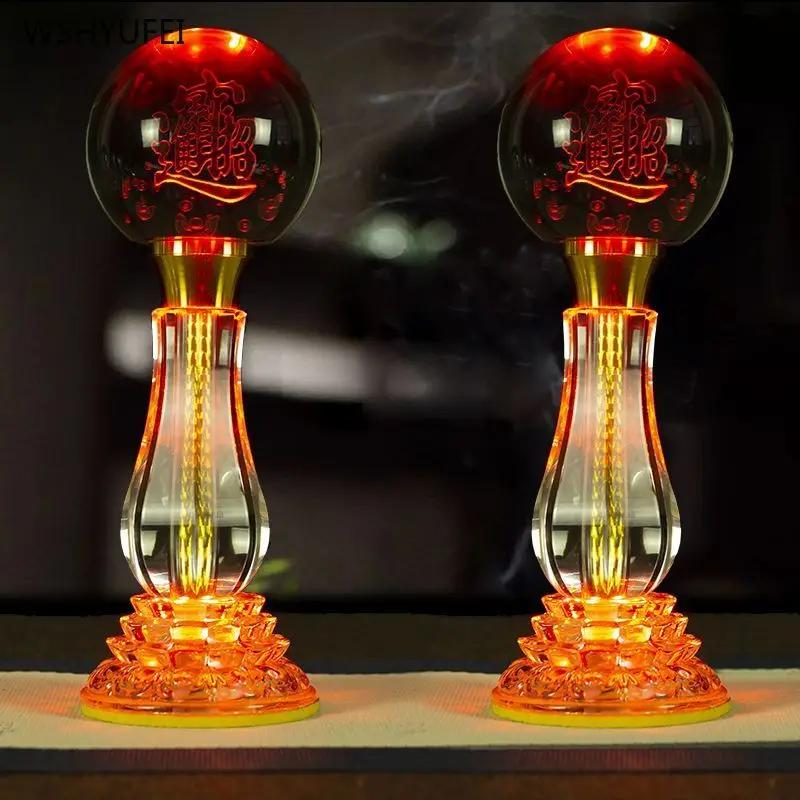 2pcs new crystal lotus Candlestick holder for household use Buddha Guanyin rainbow lotus lamp feng shui ornament