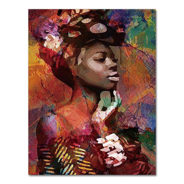 

Абстрактная африканская девушка, холст, картина маслом, красочные женские портретные постеры и принты, настенное искусство для гостиной, домашний декор, Куадрос, без рамки 21*30cm