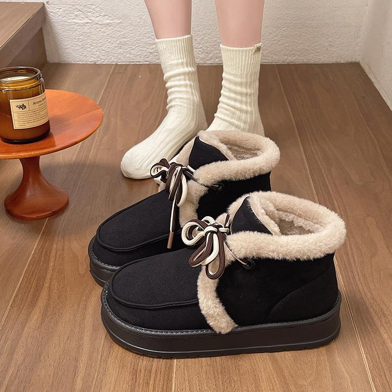 

Женские теплые зимние ботинки на платформе, тапочки, домашняя обувь для улицы и дома, зимние полусапожки из искусственной замши, нескользящие короткие ботинки с подкладкой из искусственного меха для женщин 40-41 (39-40 feet recommended) чёрный