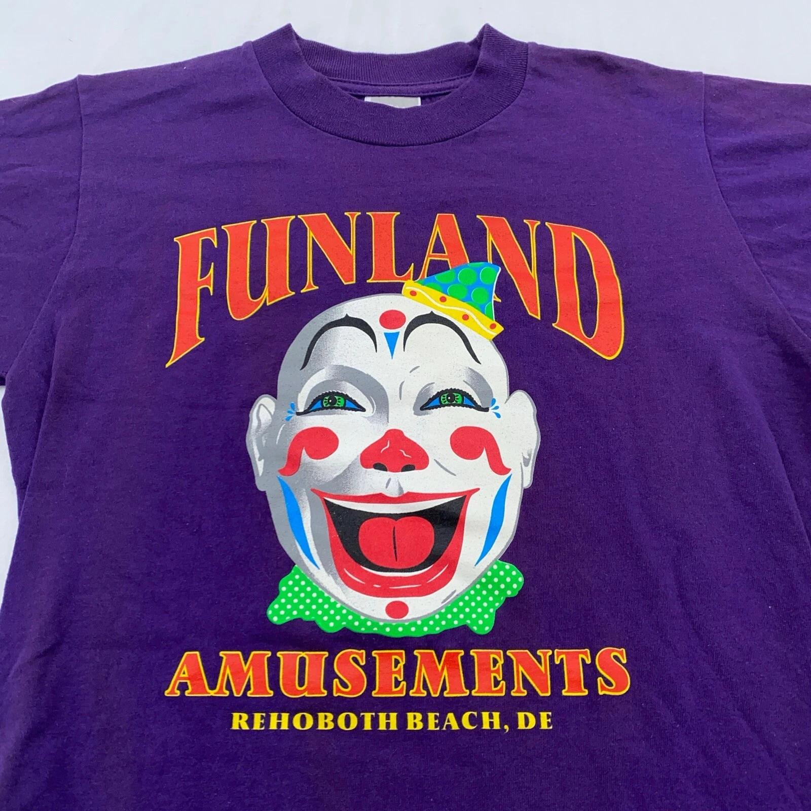 

vintage 90s FUNLAND AMUSEMENTS REHOBOTH BEACH DELAWARE CLOWN T-Shirt XS/SMALL M