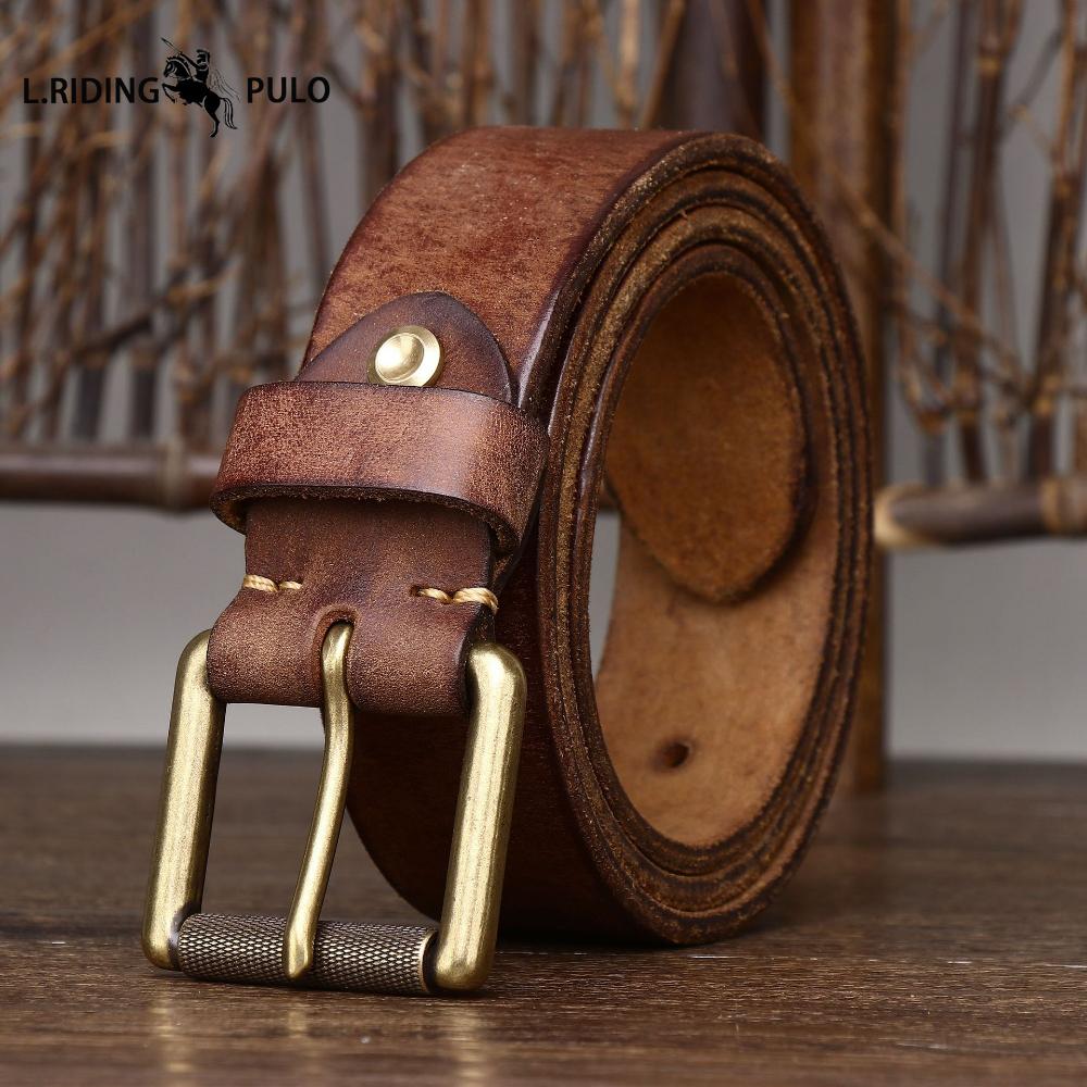 Handmade, Widened and Thickened Top-grain Cowhide Men's Leather Belt, American Retro Style, Pin Buckle Belt