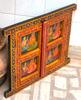 Painted Jharokha Wooden Frame: Antique Hindu God Ganesha Wall Decor
