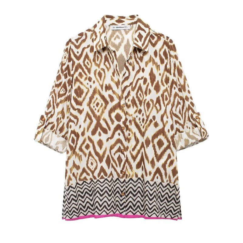 

Fashion Style 2024 Autumn New Women s Clothing Contrast Color Printed Checks Shirt Mid-Waist Skirt 5029157 Shirt L