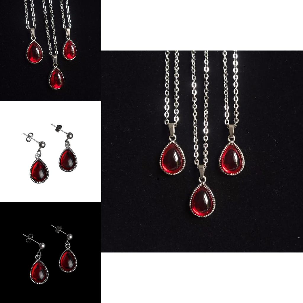 Vampire Blood Drop Necklace Gothic Jewelry With Stainless Steel Chain For Men And Women