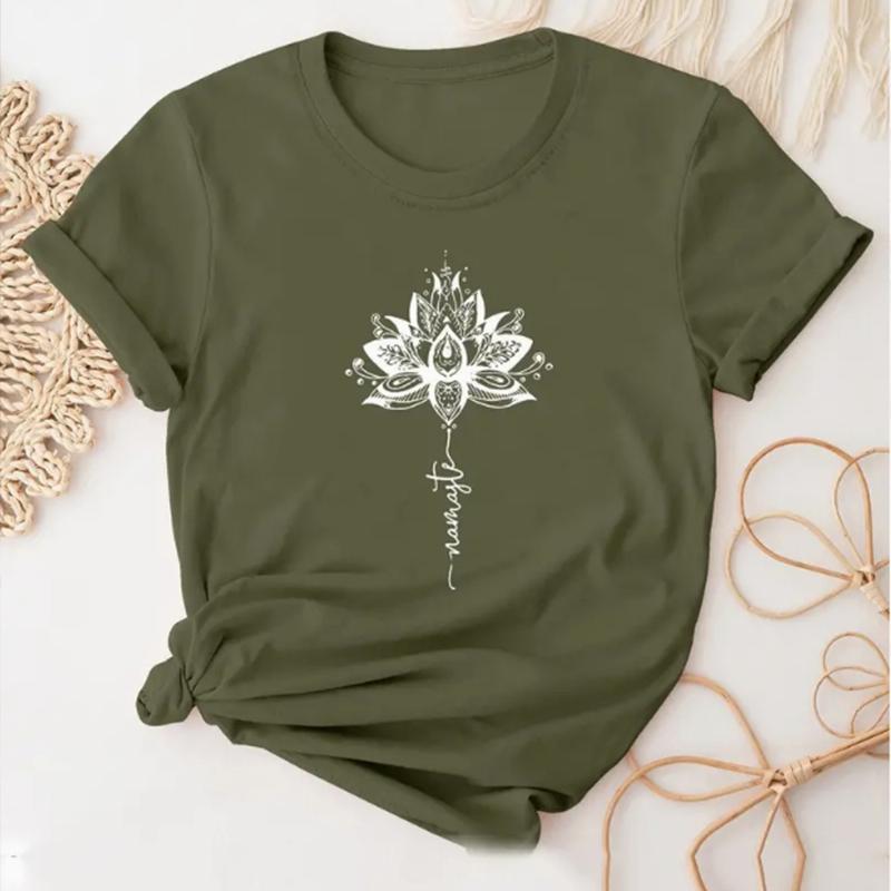 Mode Frauen Lotus Totem Lila Ring Print T Shirt Lustige Casual Oansatz Kurzen Ärmeln T-shirt Sommer Weibliche T-shirt