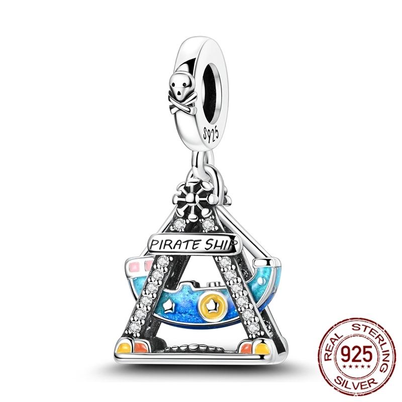 Mula Koppar Blå Resa Flygplan Berlocker Hänge Pärlor Passar Originalpan Armband Smycken För Kvinnor Diy Gåva