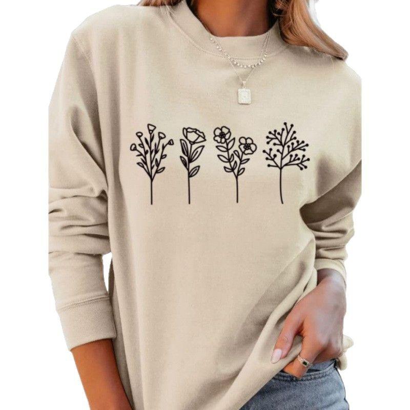 Womens Fall Winter 4 Floral Print Casual Long Sleeve Hoodie