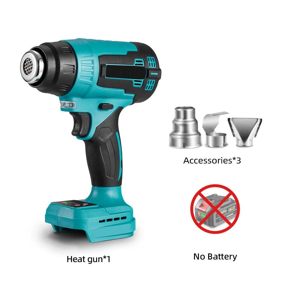 

Беспроводной термофен 2000 Вт Электрический фен горячего воздуха для литиевой батареи Makita 18 В Защита от высокой и низкой температуры и перегрузки