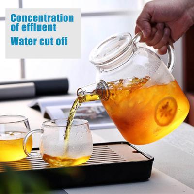 1000ml/1600ml Glass Kettle High-capacity Water Jug Heat Resistant Teapots with Transparent Lid Home Office Household Kettle