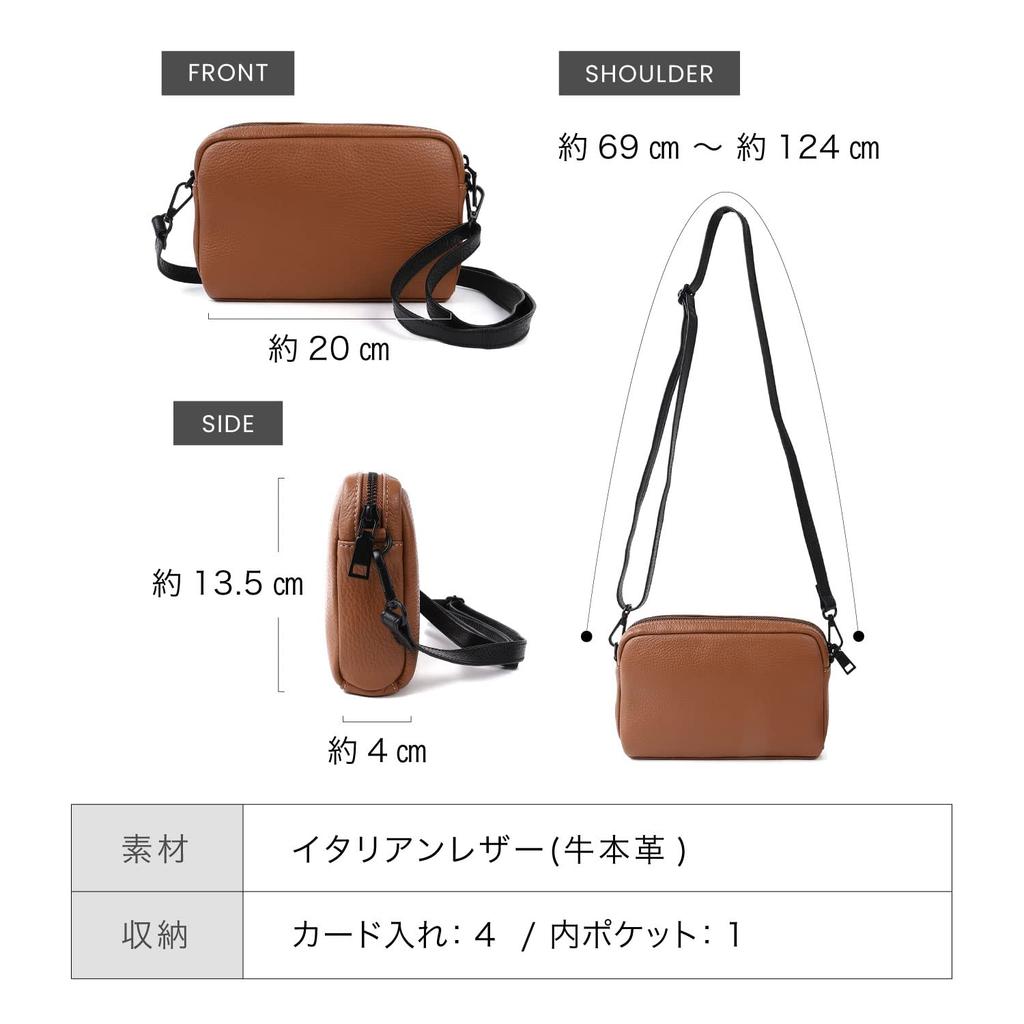Mura Men's Full-Grain Leather Mini Shoulder Bag with Anti-Skimming Function (Black)