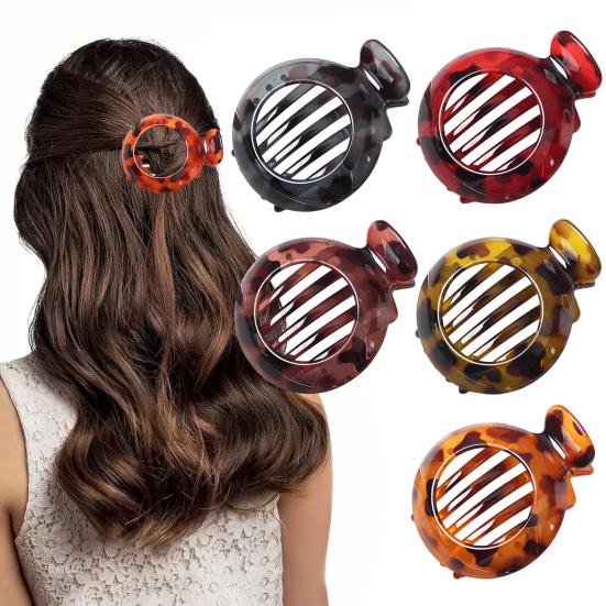 Women Hair Clip Round Anti-slip Teeth Hair Claw Hollow Design Back Head Hair Clamp Hair Styling Tool Hair Accessories