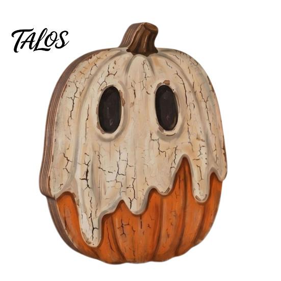 Retro Crackled Paint Ornaments Halloween Wooden Ornaments, Distressed Pumpkin/Cat Decorations, Desktop & Wall Textured Wood Craft Decors for
