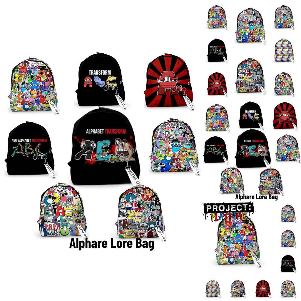 Unisex Oxford Cloth Printed Backpack Alphabet Lore Design Student Gift