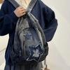 Gray Denim Backpack Women's Leisure Travel Outing Shoulder Bag Female Schoolbags Suitable For Boys And Girls Mochila