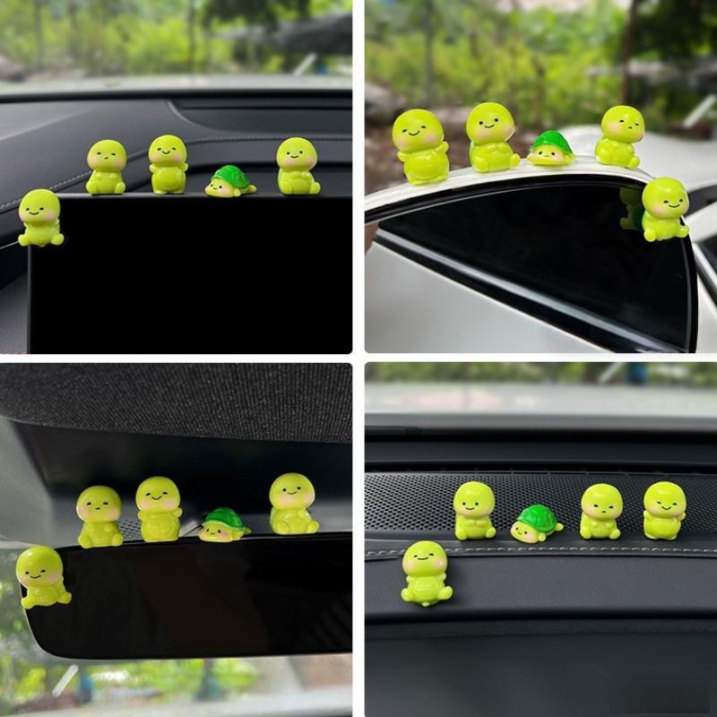 5Pcs Car Dashboard Rearview Mirror Decoration Turtle Ornament Cartoon Resin Animal Ornaments Mini Turtle Diy Accessories