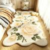 Pastoral Style Carpets for Living Room Pink Flowers Bedroom Decor Carpet Irregular Bedside Plush Rug Fluffy Soft Home Floor Mat
