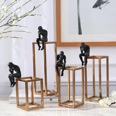 Wohndekoration Accessoires Denker Rodin Skulptur Gold Edelstahl Rahmen Schreibtisch Dekoration Kunsthandwerk Figuren Miniaturen