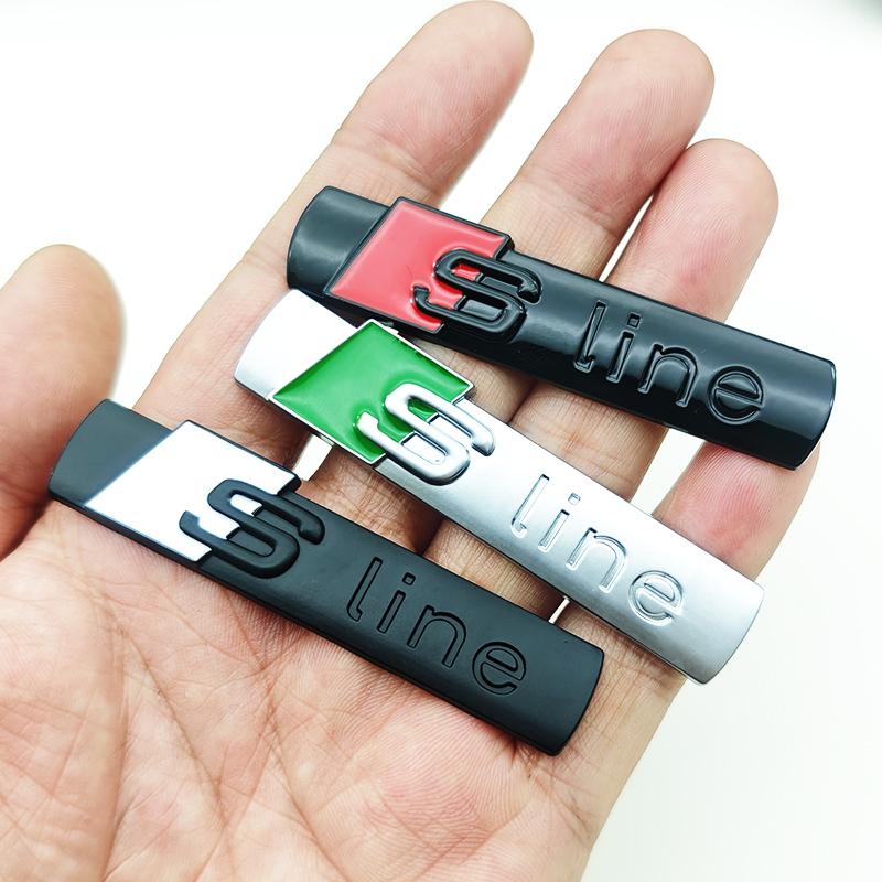 Logo S Line Métallique 3D Emblème Sline Autocollant Badge Latéral d'Aile de Voiture Pour f2 A3 A4 A5 A6 A7 A8 A1 A2 S3 S4 S5 S6 S7 TT RS 3 4 5 6 7