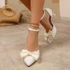 Women's Sandals High Heeled Sandals Women High Heels New Butterfly Knot Slim Heel Hollow Women's Single Shoes Woman