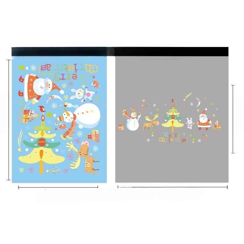 Christmas Tree Decorations, Electrostatic Glass Stickers, Festive Snowman and Reindeer Scene Decoration, Event Stickers