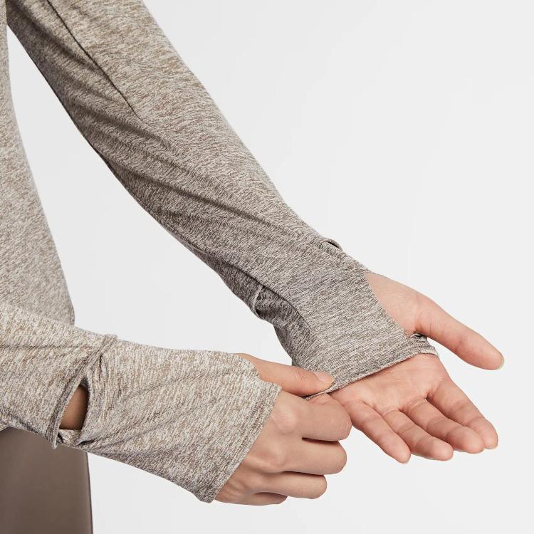 Nike Swift UVDri-Fit Casual Pulower Wygodny Długi Rękaw Odprowadzający Wilgoć Luźny T-Shirt Damskie Topy Minkowo-Brązowy Heatherowo-Różowy HQ0500233