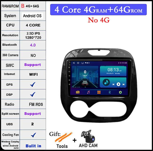 9 lnch For Renault Kaptur Captur 2016 2017 2018 2019 Android 14 Auto Radio Multimedia GPS Player Stereo Carplay WIFI BT