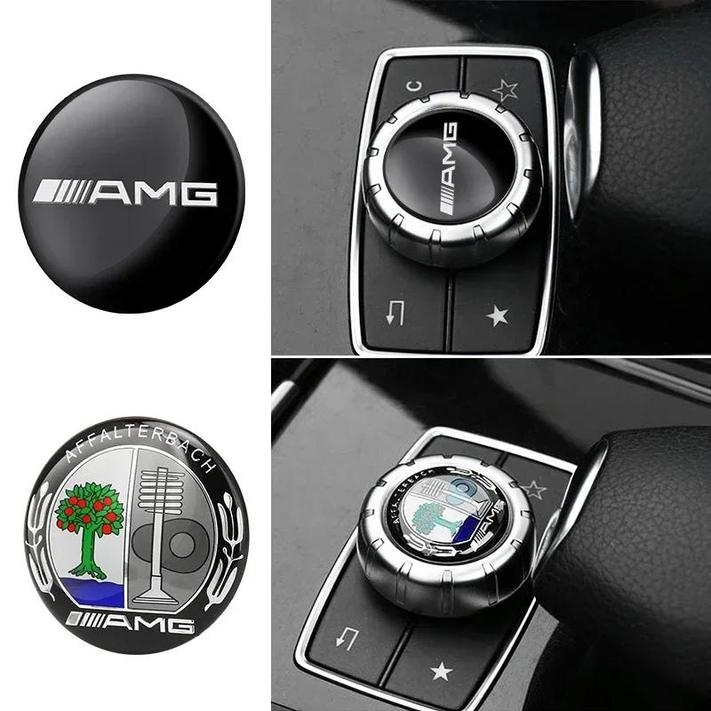 Car Sticker 29mm Car Central Control Multimedia Button Cover Trim Knob Sticker For Mercedes Benz AMG GLC C CLA GLA W205 W211 W21