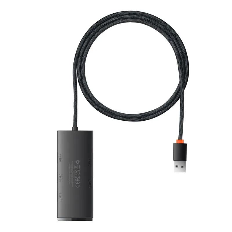 Hub 4W1 Baseus Lite Series Usb Do 4X Usb 3.0 1M (Czarny)