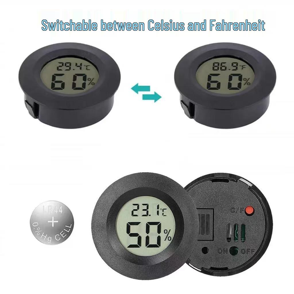 Round Digital Thermohygrometer with Probe for Cigar, Wine, and Reptile Cabinets