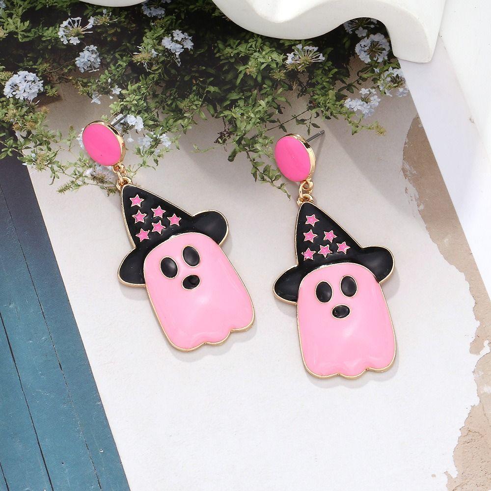 Bow Pendant Ghost Earrings Women Girl Gift Witch Hat Earrings Trendy Halloween Earrings