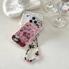 Cute Pink Animal Sparkly Cartoon with Beaded Wrist Chain Phone Case for iPhone 17 16 15 14 11 12 13 Pro Max Plus Back Cover