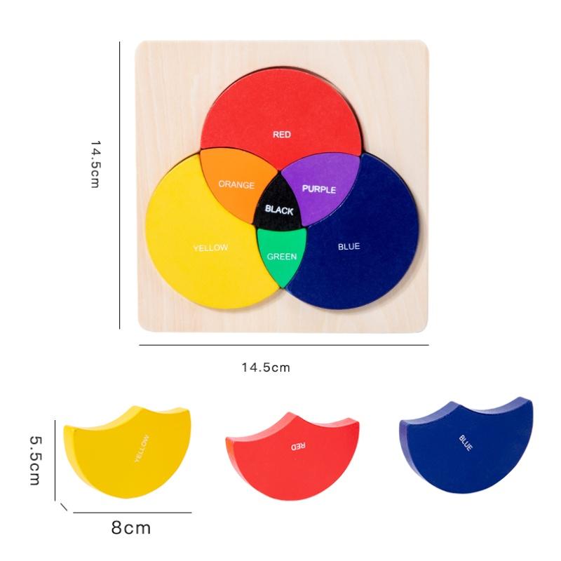 Wooden Three Primary Color Puzzle Board Building Blocks Children's Puzzle Early Education Color Cognition Board