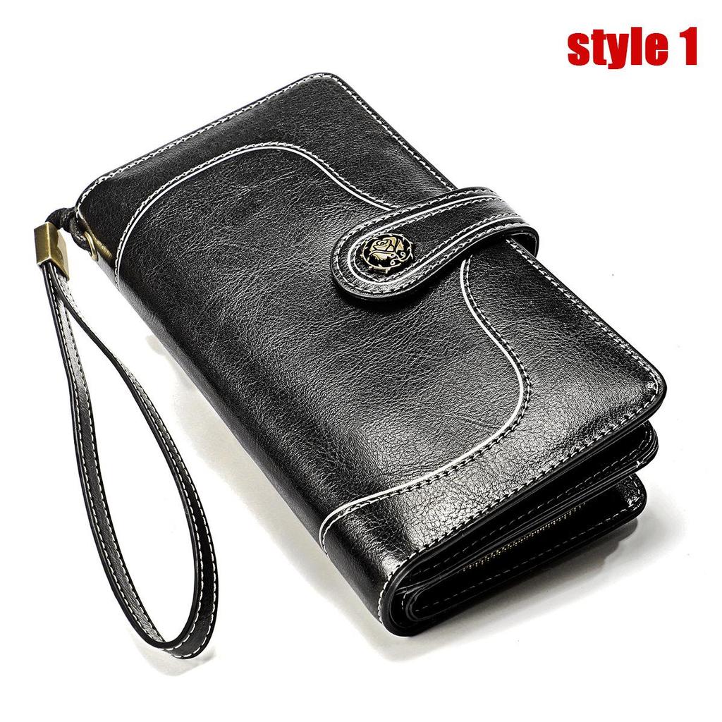 Vintage RFID Retro Genuine Leather Women's Long Clutch Wallet