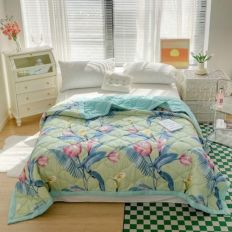 Skin-friendly Summer Cooling Thin Quilt, Printed Quilted Four Seasons Quilt, Soft and Comfortable Summer Thin Quilt, Single Double Hotel Home Bedroom