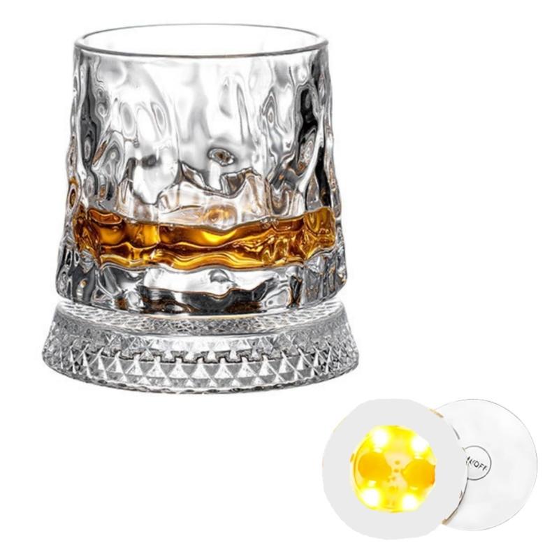 Premium Clear Whiskeys Glass with Rotating Base for Stress Reduction Crystal Cocktail WIne Glass Elegant Glassware Gift