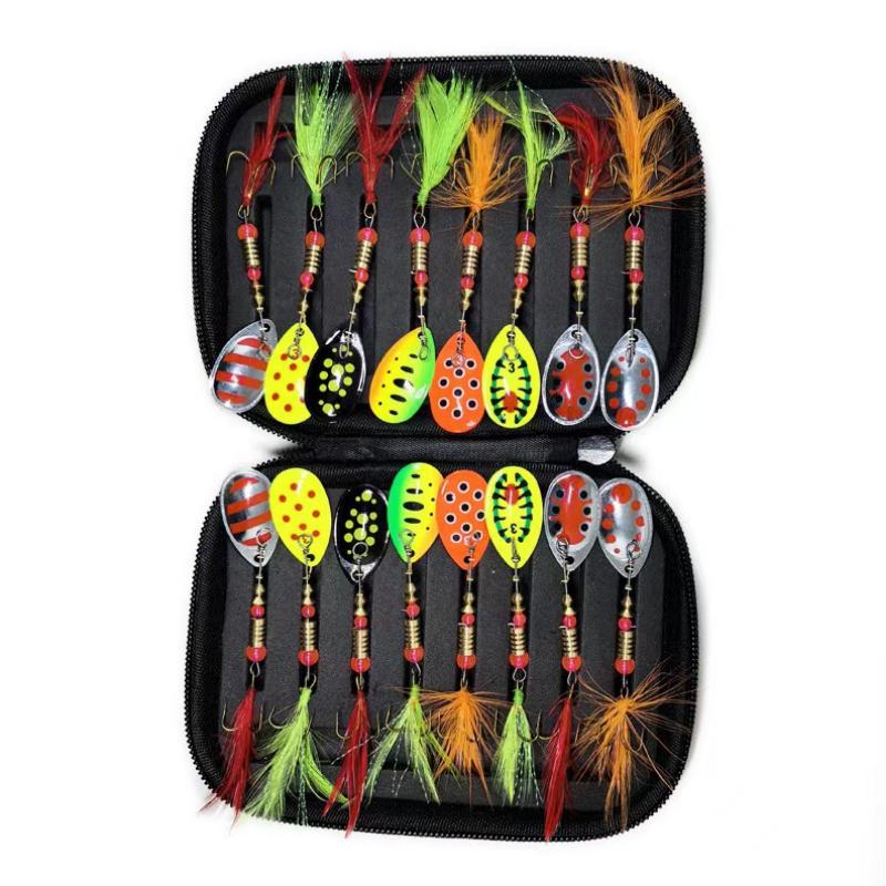 Metal Spinner Spoon Lure Kit Hard Bait Tackle with High-Strength Hooks for Bass Pike Trout Freshwater/Saltwater Fishing 16/10Pcs