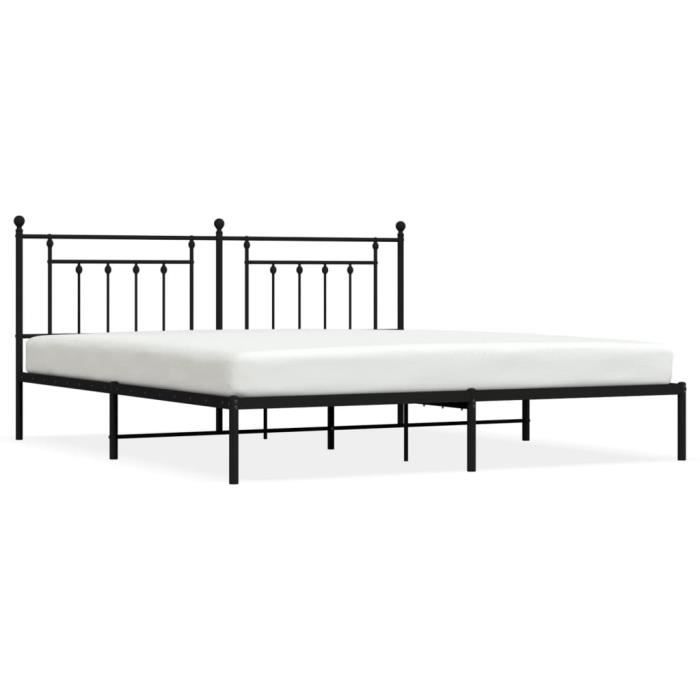 VidaXL Cadre de lit métal avec tête de lit noir 193x203 cm 353543