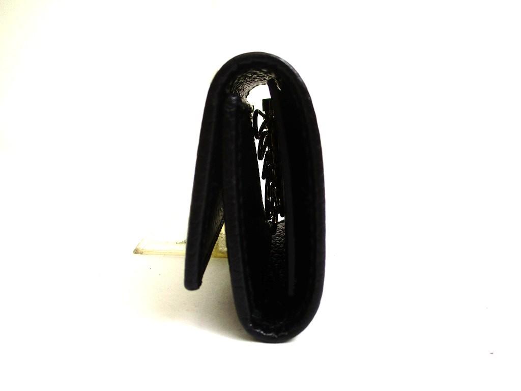 Authentic GUCCI Double G GG Black Leather Gold H/W 6 Pics Key Chain #b092  Open Box