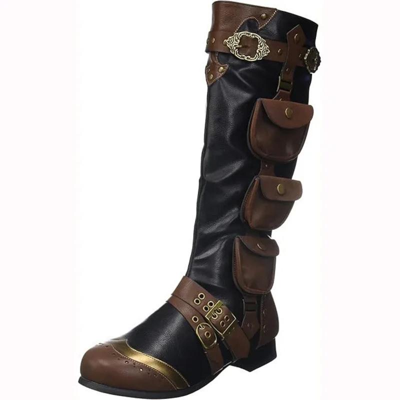 Steampunkowe Średniowieczne Vintage Wysokie Męskie Rzymskie Rycerskie Buty do Jazdy Konnej Cosplay Halloween Festiwal Impreza Pirackie Buty