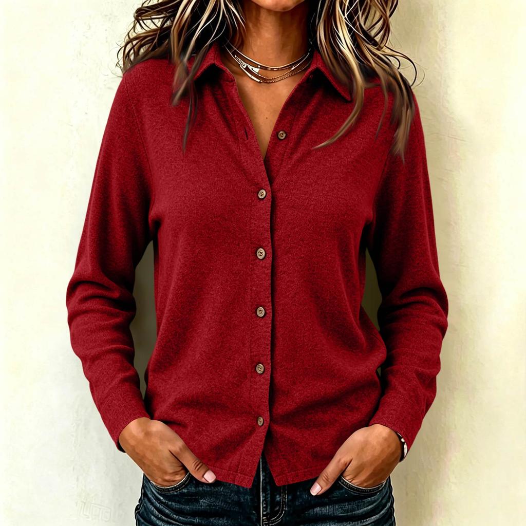 Women's Casual Knit Collar Shirt for Everyday Wear