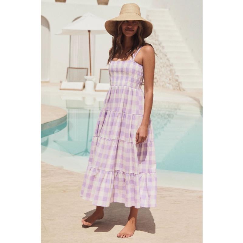 

Женское платье с открытой спиной и подтяжками в полоску XXL светло-фиолетовый