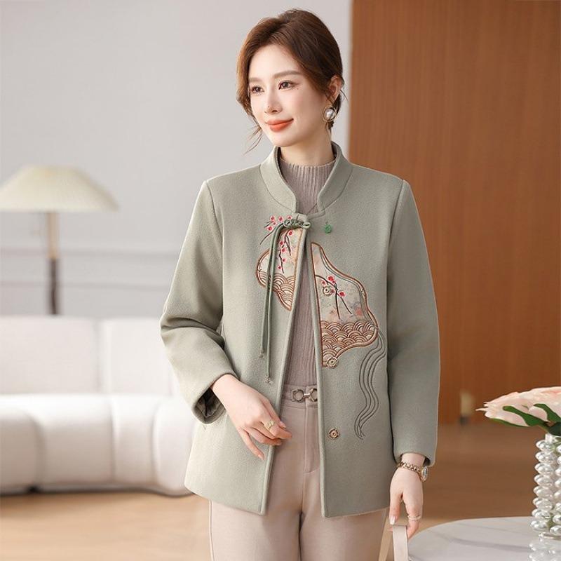

Winter woolen coat new women s clothing with cotton embroidered woolen tops and clothes 5XL [Recommended 150-80 kg]