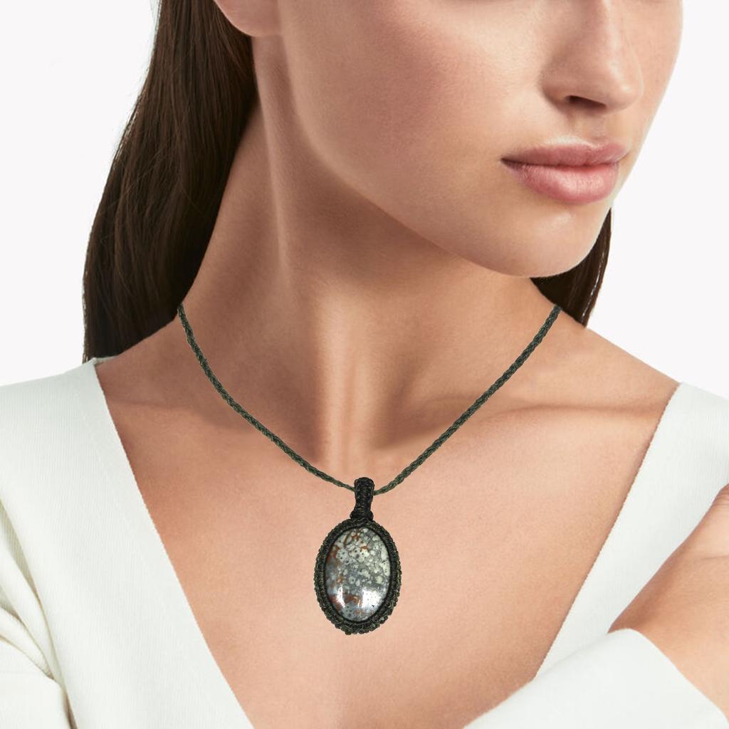 Jasper Macrame Handmade Necklace Gemstone Jewelry Thread 20-36''Ad Pendant