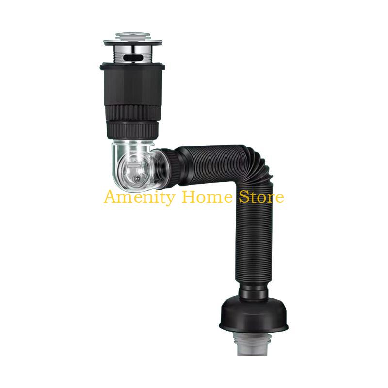 

F26C Rotatable Basins Drain Pipe Enhances Water Flows Efficiency ABS Sink Drain Pipe чёрный